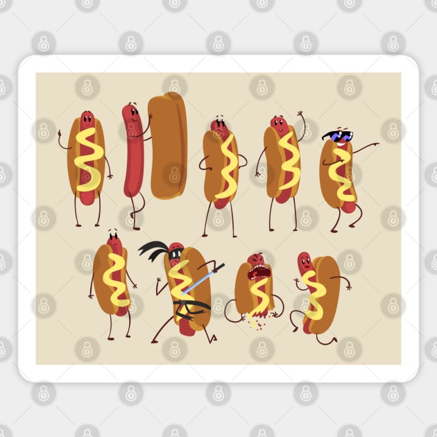 hot dog funny collection Magnet by Mako Design 